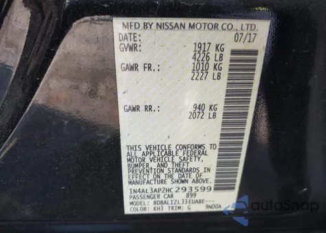 2017 Nissan Altima 2.5 Sv из США, поврежденный, VIN 1N4AL3AP2HC293599